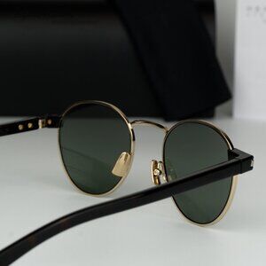 BRAND NEW Saint Laurent SL707 002 Gold Havana Green Oval Unisex Sunglasses